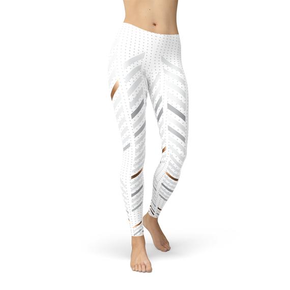 White Stripe – Print High Waisted Leggings – LEGGINGSPHERE